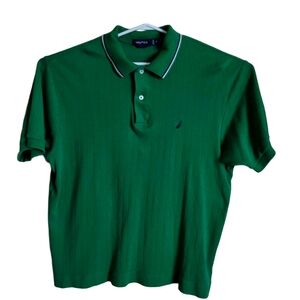 Nautica Men's Green Polo  Shirt Short Sleeve 100% Cotton Size M
